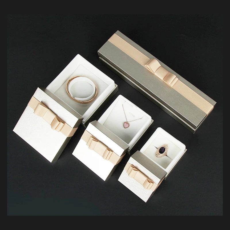 Bowknot Jewelry Box Ring Necklace Bracelet Pendant Storage Earrings Organizer Heaven and Earth Cover Jewelry Gift Package Case