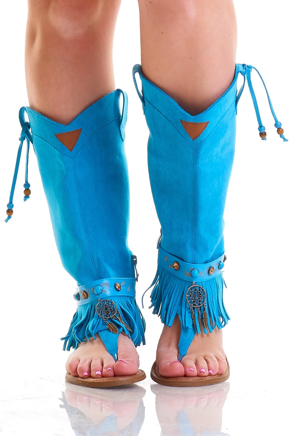 Women's Boots Fashion Open Toe Women Sandals Luxury Suede High Top Roman Sandal Outdoor Versatile Women Knee High Boots 44