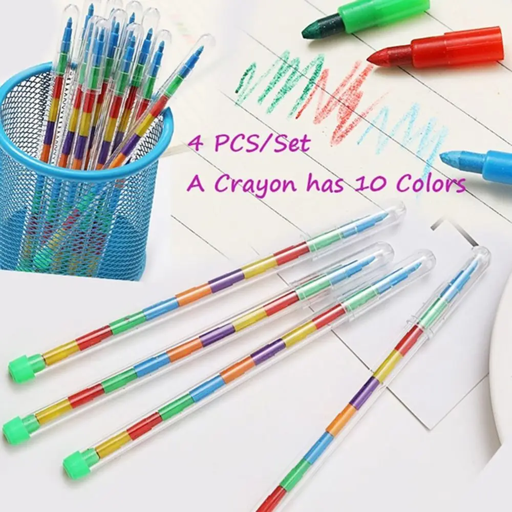 School Office Supplies Cute Colorful Pastel Stationery Replaceable Art Stacker Pen Oil Crayon Graffiti Pencils Painting Pen