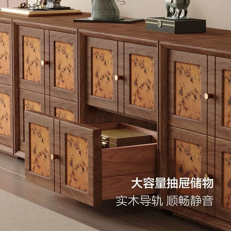 Medieval solid wood chest cabinet, card door cabinet, living room TV cabinet against the wall, storage cabinet