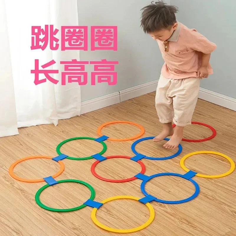 Hopscotch Squares Hopscotch Ring Game with Connectors Outdoor Indoor Obstacle Course for Kids Playground Agility Training