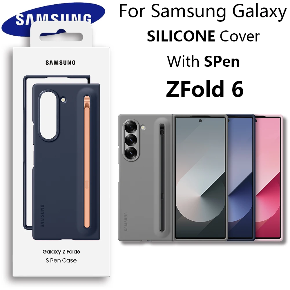 For Samsung Galaxy ZFold6 Stylus S Pen With Case ZFold 6 Original Silicone Cover Built-in Stylus Pen Slot Silicon Spen Case