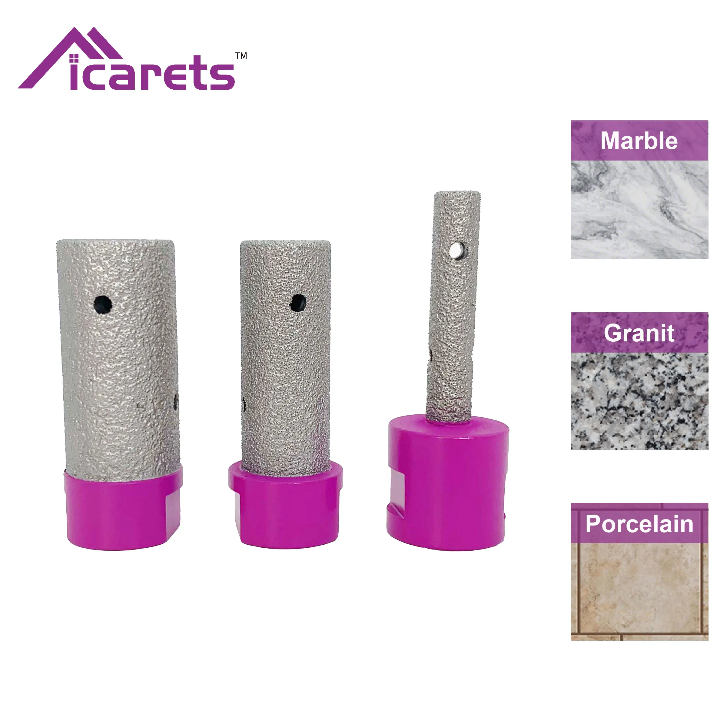 O furo de chanfradura do corte de trituração m14 do bocado do dedo do diamante do diâmetro 10/20/25mm de icarets 1pc para o mármore ceraminc da porcelana amplia a forma