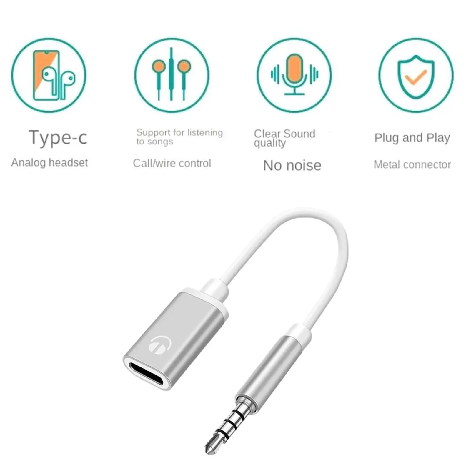 USB Type C 3.5 Jack Earphone Adapter USB C to 3.5mm Headphones AUX Audio Cable For HuaweiP30 XiaomiMi109Es