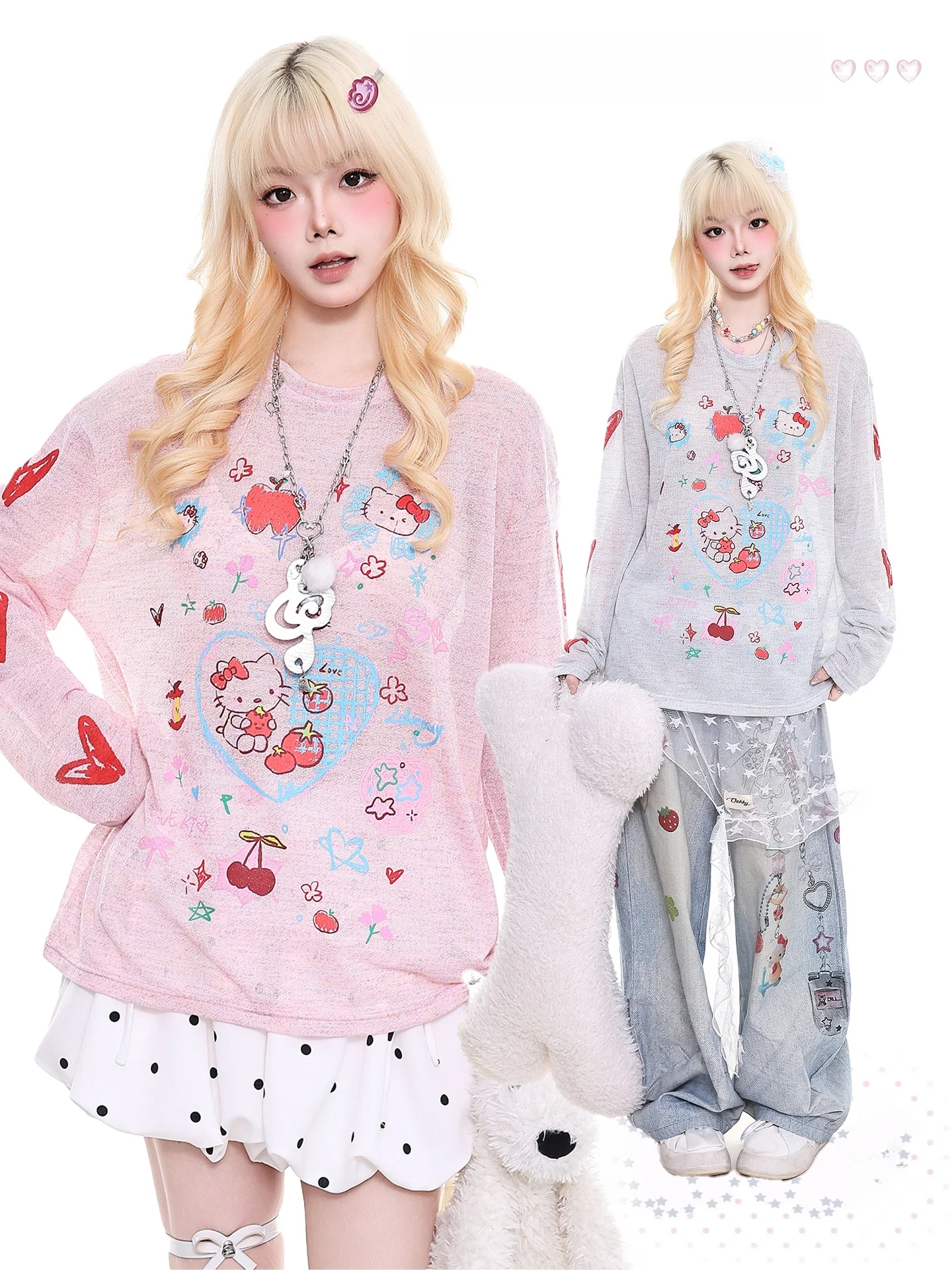 

Pink Long Sve T-irt Women's Loose Fit Sun Protection Top Spring New Sle Dopane Girl Orange Marmalade Printed irt
