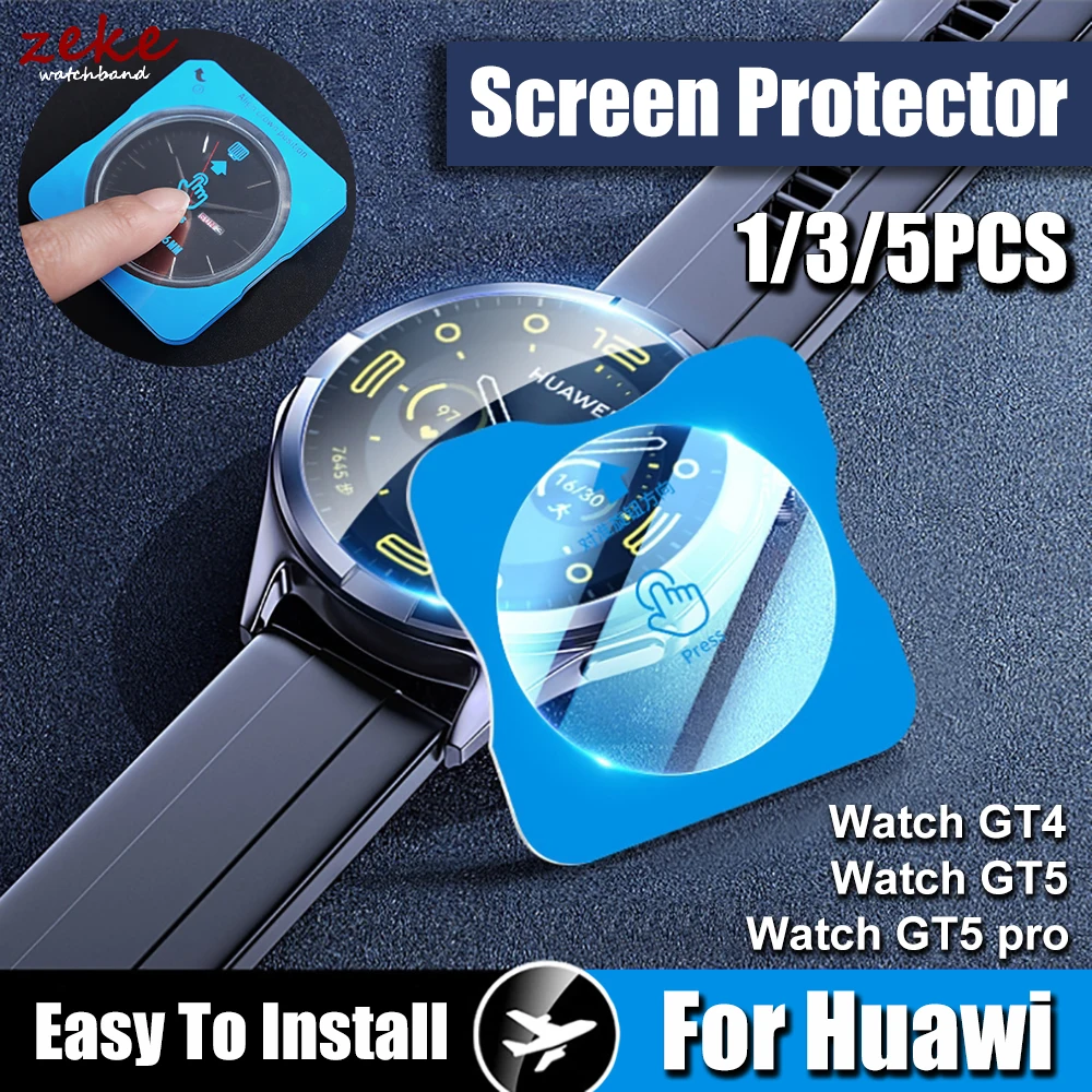 3/5 Stück Smartwatch gehärtetes Glas für Huawei Watch GT5pro GT5 GT4 41 mm 42 mm 46 mm HD klare Displayschutzfolie einfach zu installieren