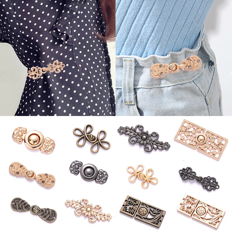 

1pc Retro Chinese Metal Button Cheongsam Buckle Cape Cloak Clasp Sweater Cardigan Sewing Craft Scarf Clasp Connection Buckle