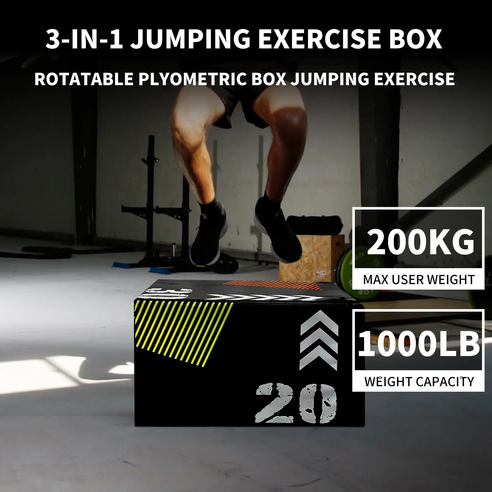 3 in 1 Plyo Jump Box 1000LB Soft Jumping Box for Excerise Training,High-Density Foam and Wood Board Plyometric Jump Box HomeGym