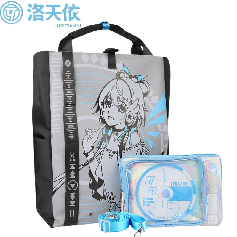

Luo Tianyi Backpack Luo Tianyi Crossbody Bag Translucent Badge Display Large Capacity Portable Storage Commuting Pain Bag