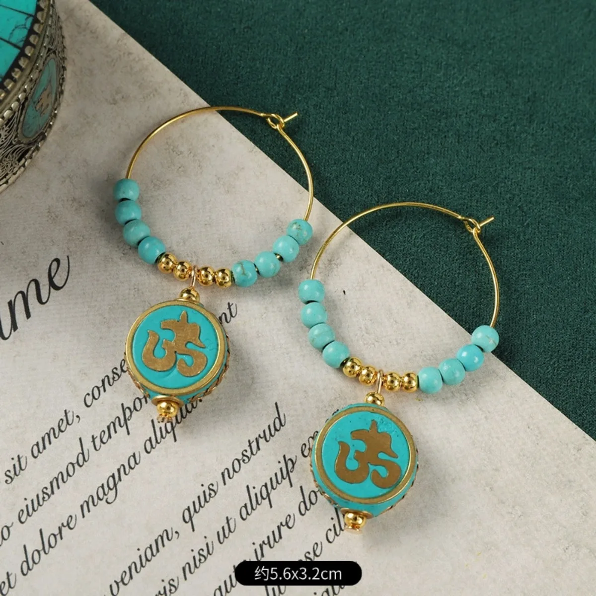 الرجعية النيبالية الغريبة التبتية أقراط للنساء العرقية نمط النحاس جوهرة حبة مجوهرات فاخرة غامضة نعمة اليدوية الهدايا