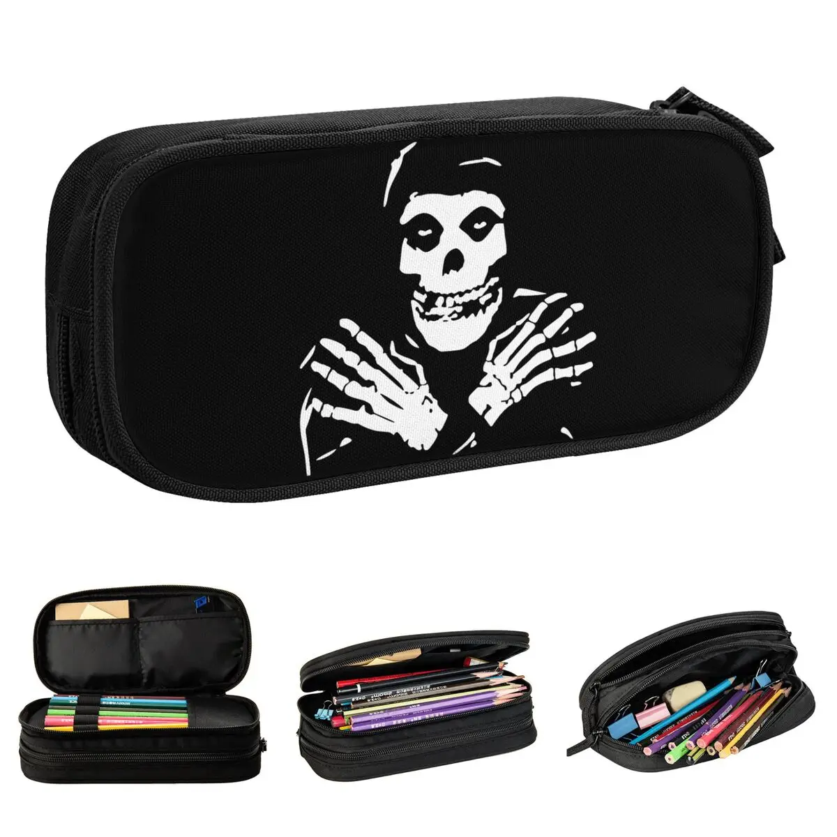 حافظات أقلام رصاص من Skull Misfits مقلمة معدنية ثقيلة للطلاب حقائب تخزين كبيرة للطلاب أدوات مكتبية للهدايا المدرسية