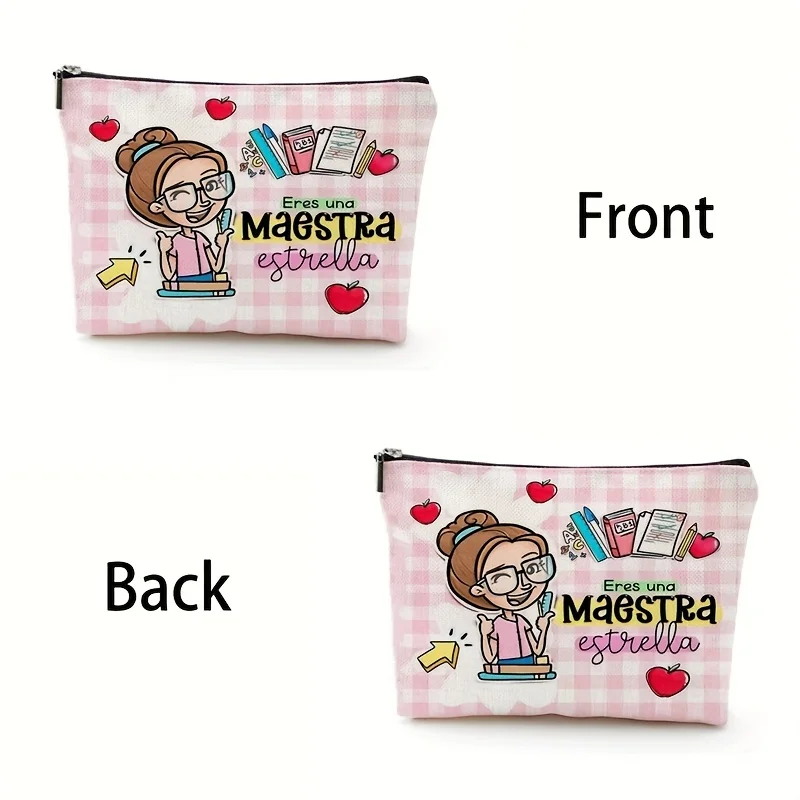 A Spanish teacher makeup bag - multifunctional zipper pouch, jewelry storage bag, perfect travel zipper small storage bag