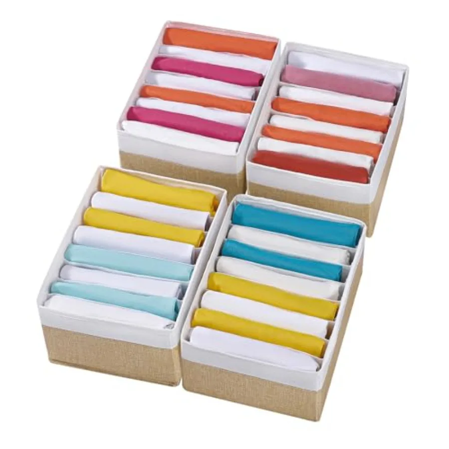 

4 Packs T-shirt Drawer Organizers for Clothing, 8 Grids Compartment Wardrobe Storage Box, Washable Clothes Organizer for Folded