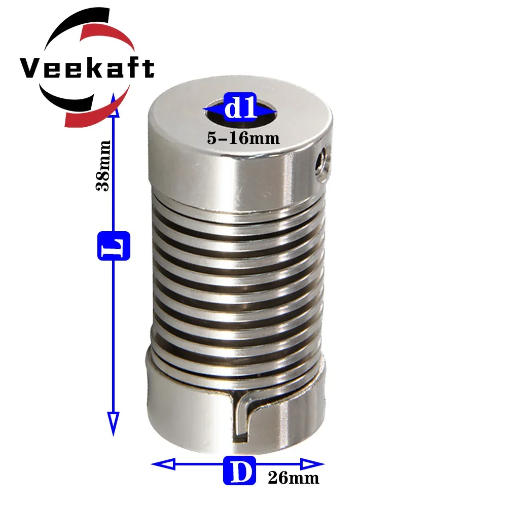 Aluminum alloy D26L38 spring coupling elastic coupling is used for servo motor, screw rod, shaft connector, 3D printer, CNC