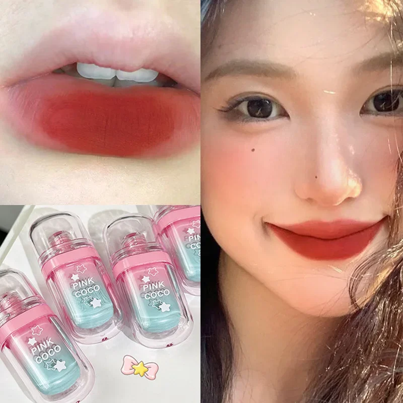 PINKCOCO Waterproof Lasting Matte Liquid Lipstick Peach Pink Lip Gloss Light Apricot Nude Red Korean Lipstick Makeup Cosmetics