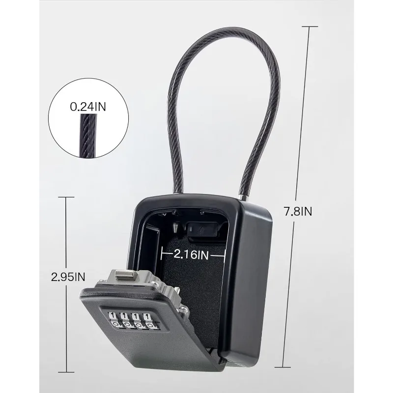 Outdoor Key Safe with Removable Wire Rope Password Safe Portable Key Storage Box Suitable for Home Garage Warehouse