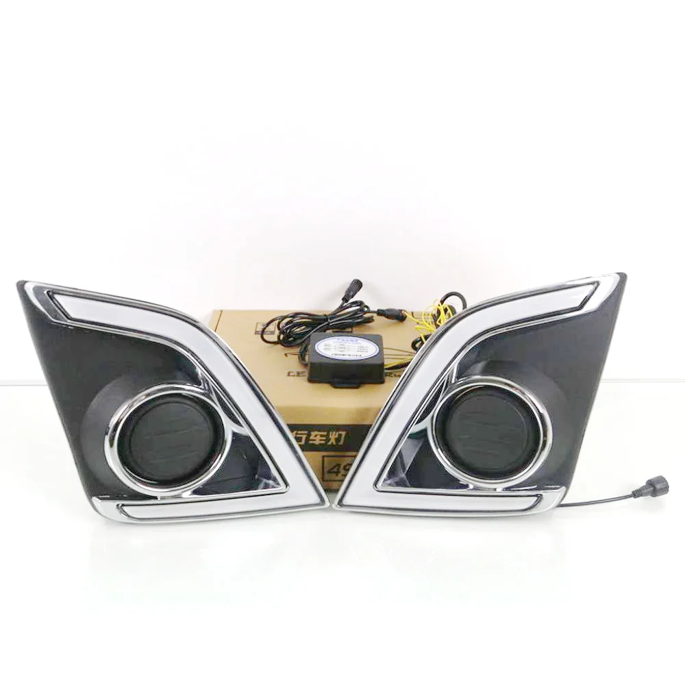 

July King Car Daytime Running Lights for ISUZU D-MAX 2016 2017, 6000K LED Front Bumper DRL + Yellow Turn Signals