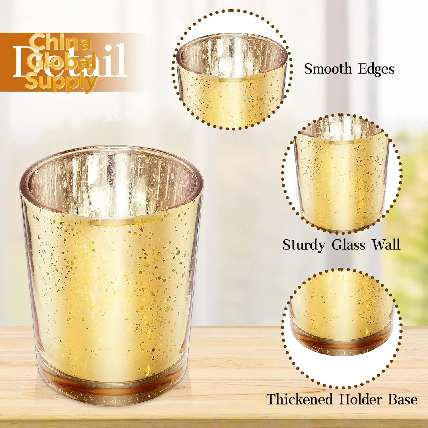 Gold Votive Candle Holder 12Pcs Speckled Glass Tealight for Wedding Parties Hotel Cafe Bar Birthday Home Decoration Party Gift
