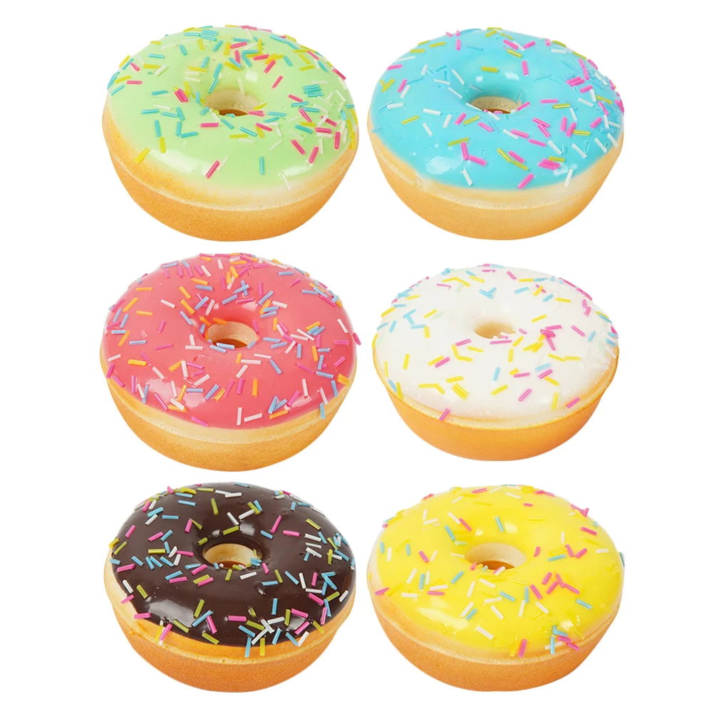 

6 Pcs Donut Model Donuts Food Props for Display Bread Toy Pu Classroom Decor Fake Desserts Baby Floaties Kids