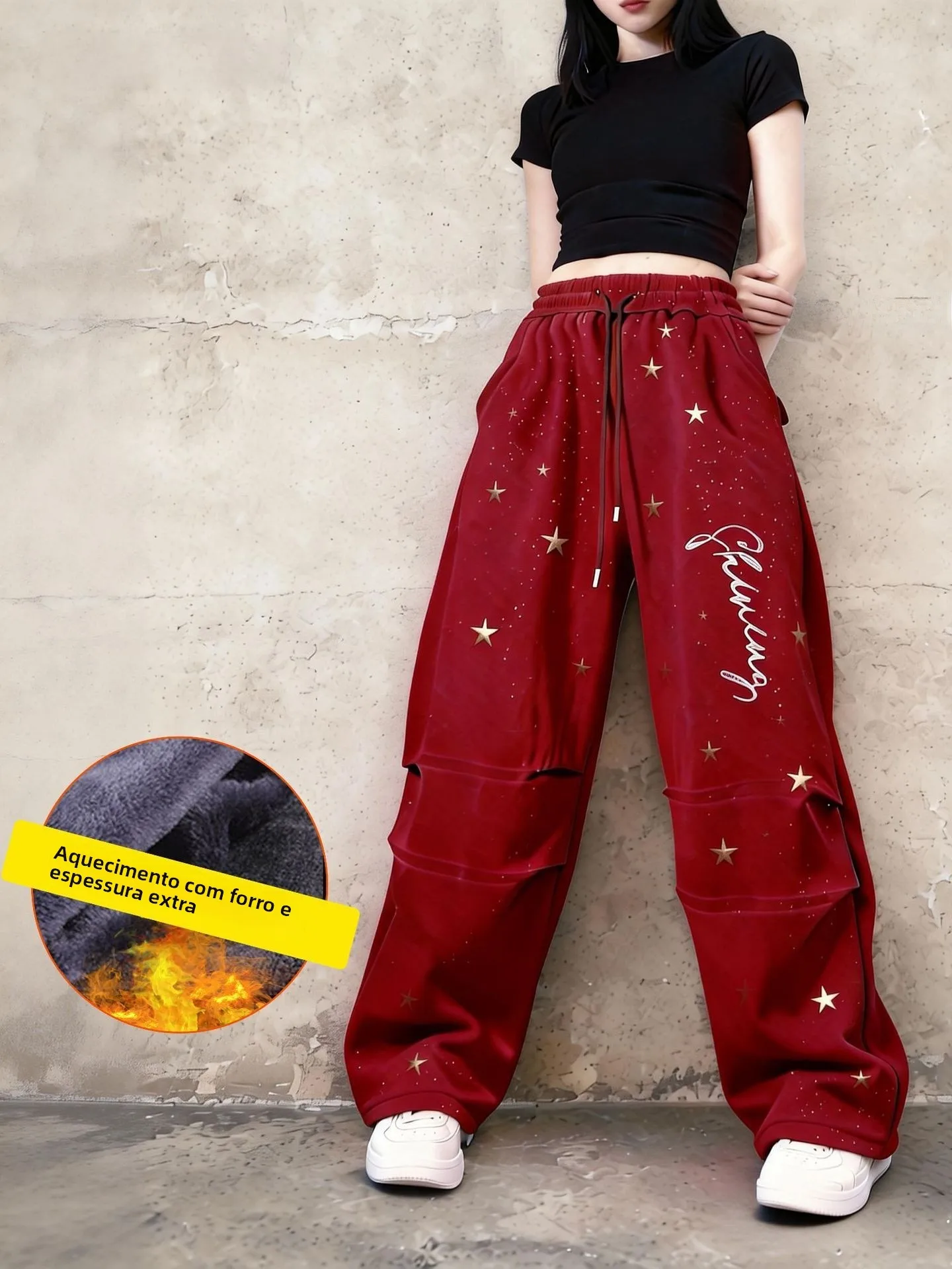 square-dance-new-american-style-star-rhinestone-drawstring-wide-leg-pants-winter-fleece-hip-hop-jazz-sports-trousers