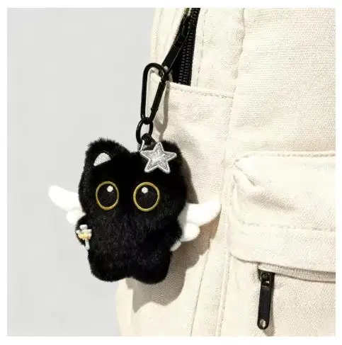 พวงกุญแจตุ๊กตาแมวดำการ์ตูน นุ่มนิ่ม ของขวัญวันหยุดที่สมบูรณ์แบบ มีหลายแบบ ใช้เป็นจี้กระเป๋าแฟชั่นได้