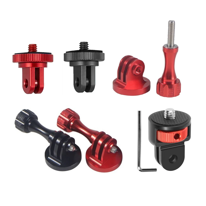 Adaptador de Tripé Mini em Liga de Alumínio 1/4'' para Câmeras de Ação GoPro 13 12 11 10 9 8 Insta360 X5 X4 X3 e Suporte Monopé