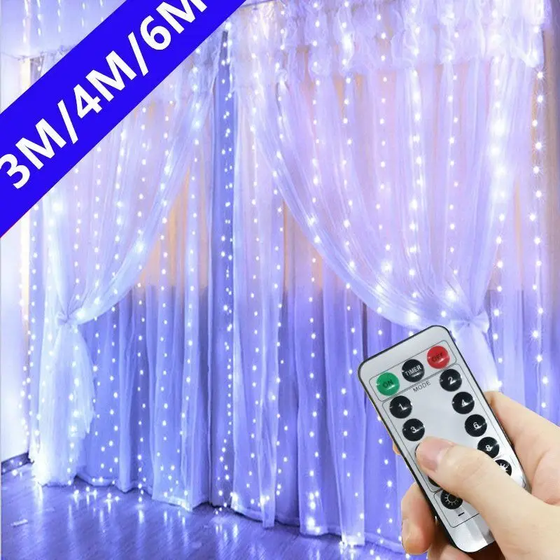 3M 4M 6M LED 8 Mode Fairy Light Wedding Party Decor Christmas Holiday Light Garland Birthday Decoration USB Curtain String Light