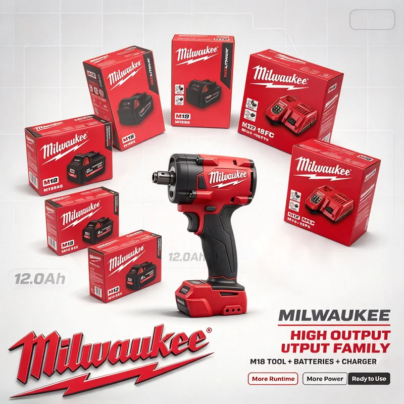 Milwaukee M18 Battery 12Ah Compatible 2742-20,2842-20,2743-20,2843-20,For Fixing Water Pipes and Tightening Interior Fasteners