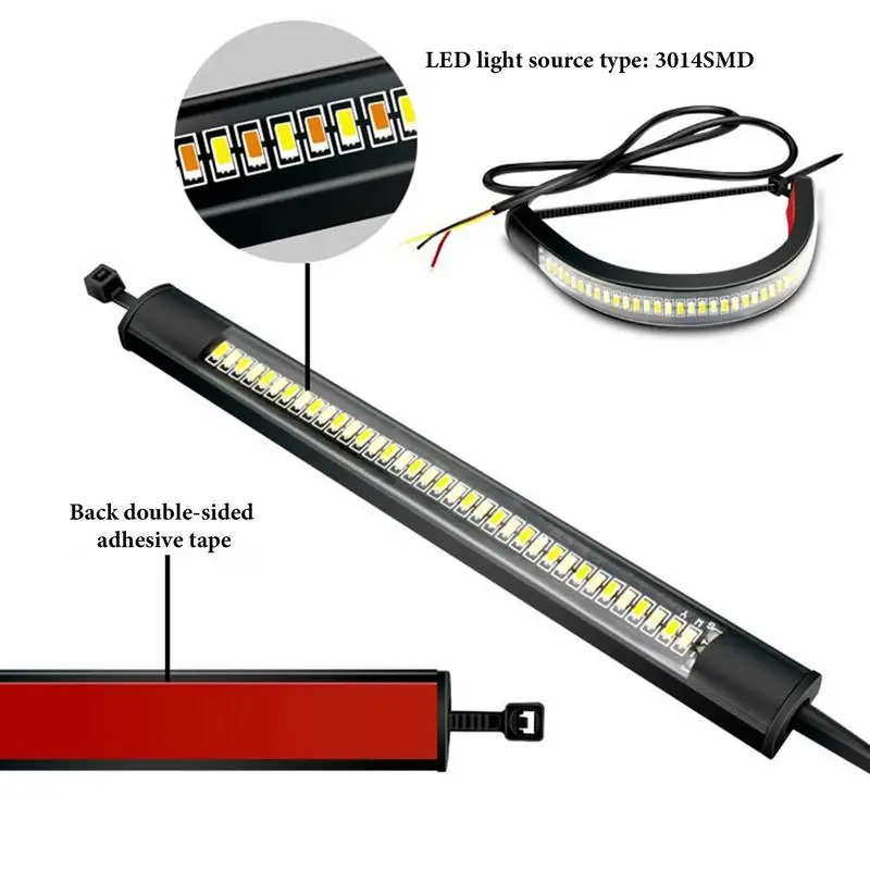 Motorcycle LED Brake Light Strip Flexible Dual-Color Running Light Motorcycle LED Fork Turn Signal Blinkers Running Light