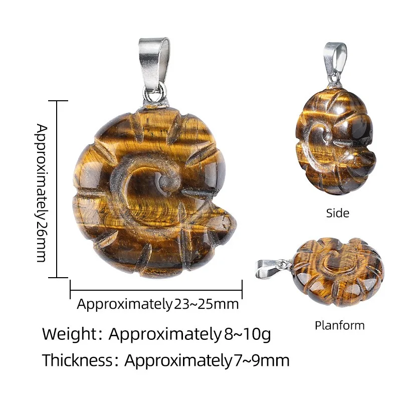 6 Pieces /lot Double Sided Carved Natural Stone Conch Snail Shape Pendants DIY Craft Jewelry Findings Ornament Charms