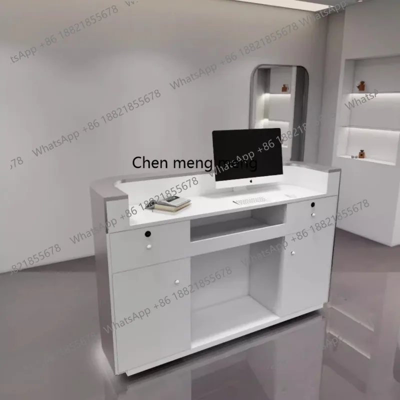 متجر لبيع الملابس طاولة بار من الفولاذ المقاوم للصدأ صفحة الخروج متجر حلاقة بسيط صالون تجميل مكتب الاستقبال