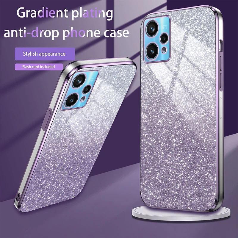 OPPO Realme 9 4G 케이스 블링 럭셔리 전기 도금 글리터 폰 케이스, OPPO Realme 9 Pro Plus 소프트 TPU 범퍼 클리어 백 커버