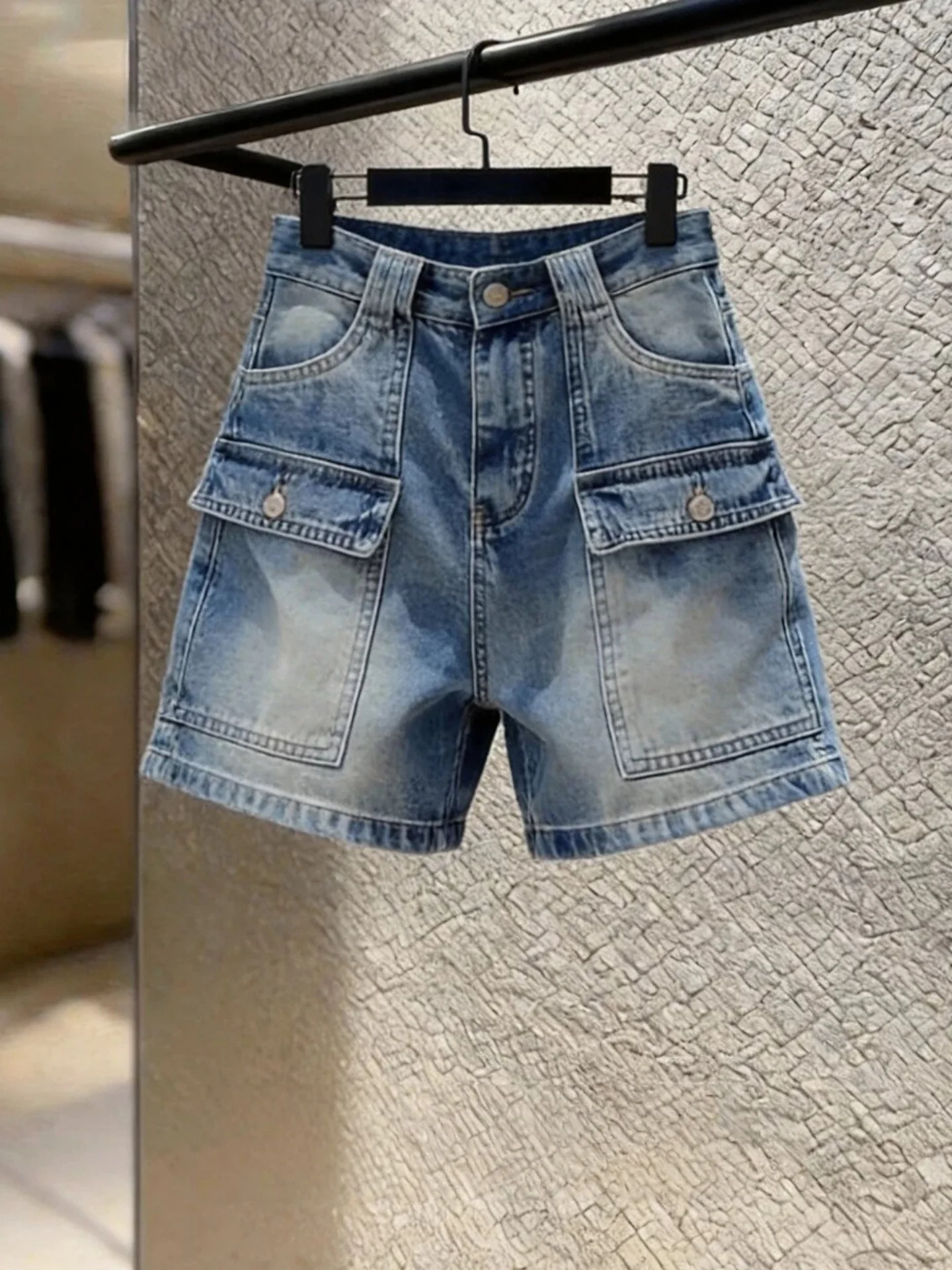 High Waist Thin Denim Shorts Women's Summer American Style Working Pants plus Size Slimming High Waist Four Panel Shorts