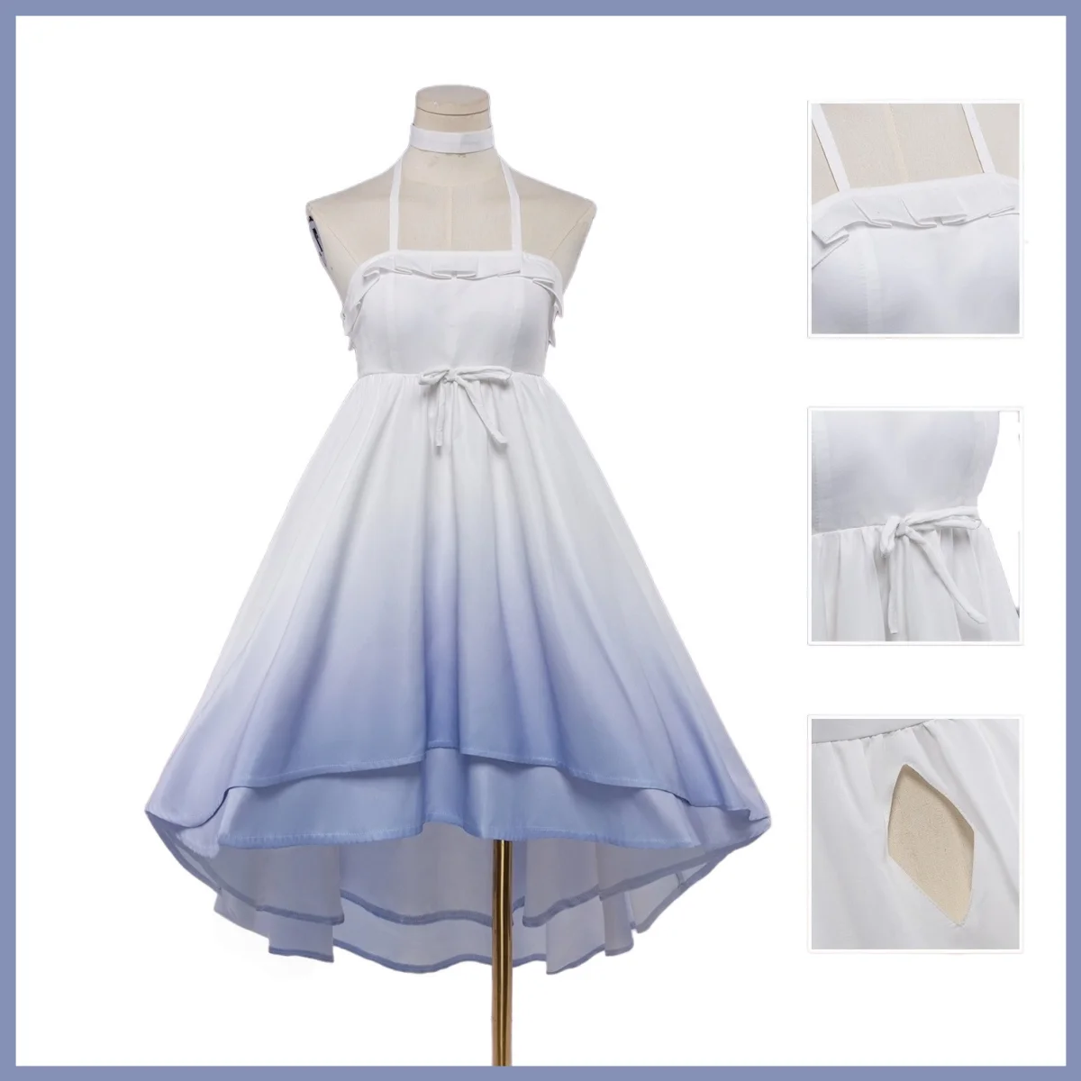 Game Moon Maiden Columbina Hyposelenia Cosplay Costume Kuutar Damselette Straps Dress Pajamas Wig Woman Sexy Cute Party Suit view 5