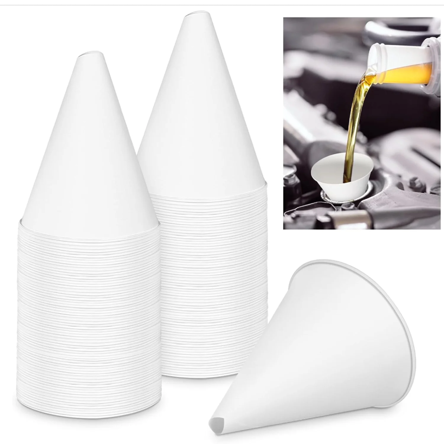 Disposable Paper Cone Funnel Automotive Engine Oil Funnel Convenient Liquid Filling Tool for Car Oil Change Maintenance