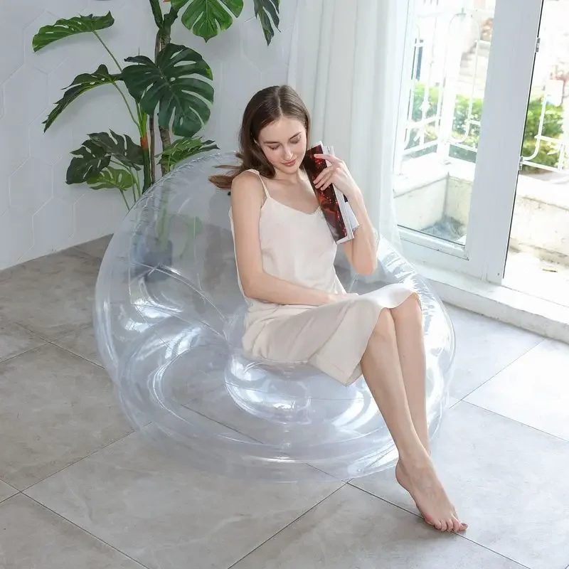 Inflatable Sofa Single Transparent Internet Celebrity Personalized Lunch Break Chair Lazy Thickened Combination Sofa Bed
