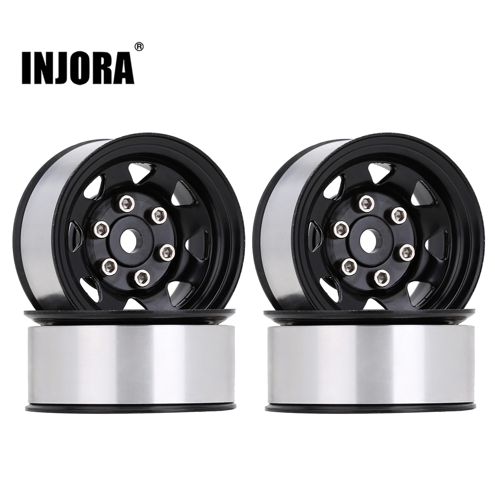 

INJORA 4PCS Metal 1.55" Beadlock Wheel Rim for 1/10 RC Crawler Car Axial 90069 D90 TF2 Tamiya CC01 LC70 MST JIMNY