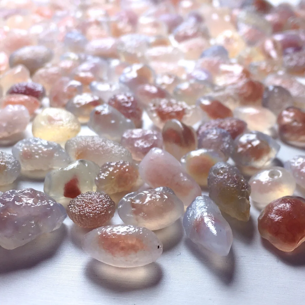 Collector Gift Multi Color Alashan Agate, 5pcs Glass Vial Set, 10-15mm Natural, Banded Pattern Collection-Candy Agate