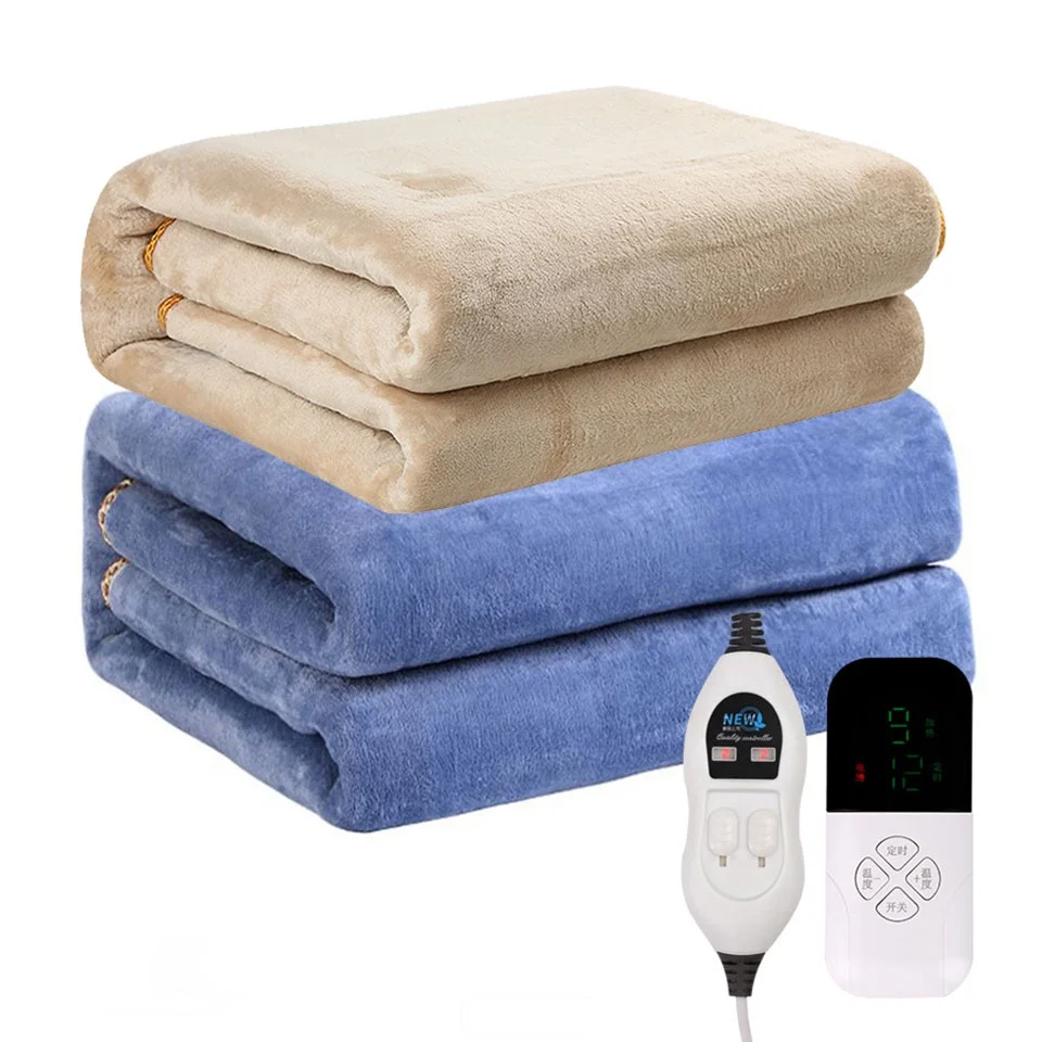 Custom Luxury Designer Thermal Soft Sleep Warming Winter Coral Fleece Throw Heated Heating Electric Blanket