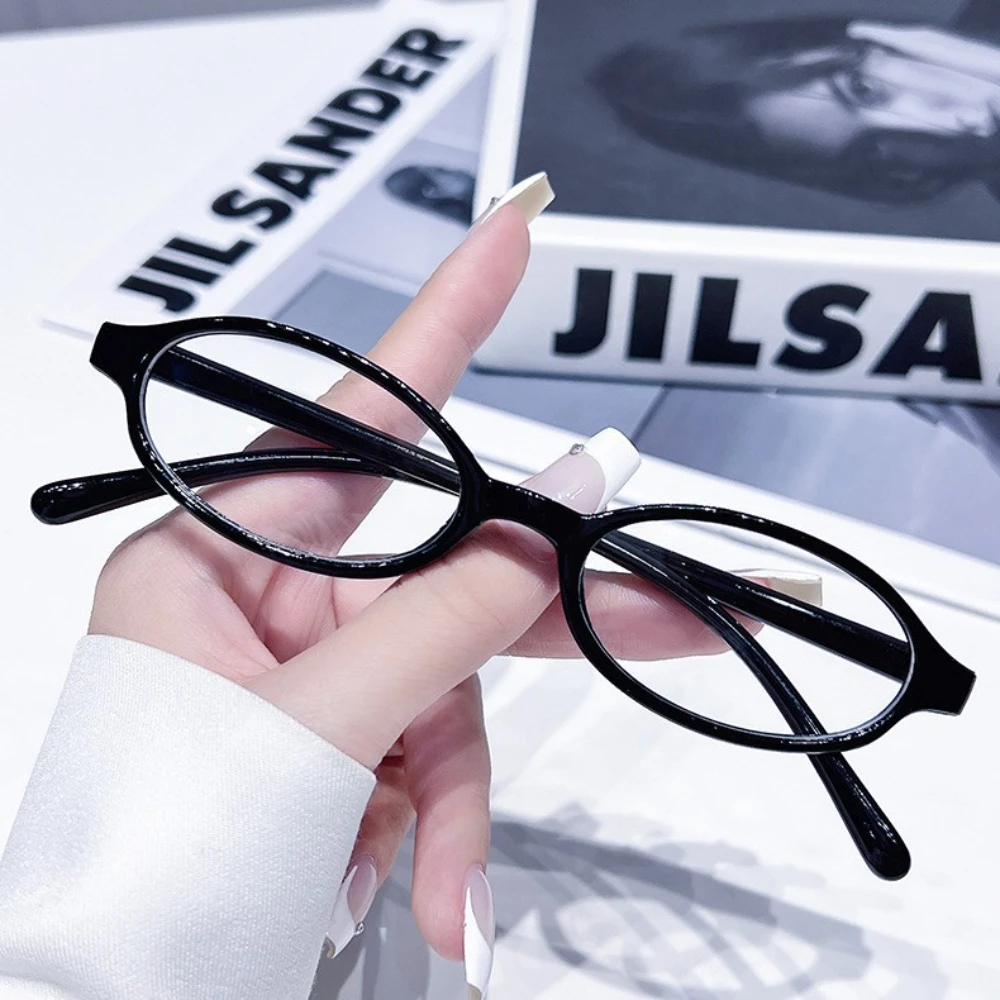 KLASSNUM Vintage Small Oval Glasses Women Y2K Eyepiece Fashion Anti Blue Light Glasses Transparent Computer Protective Eyewear