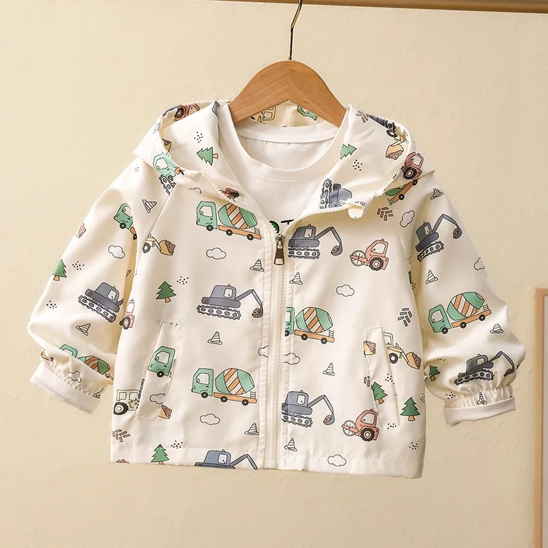 Kids Coat 2026 New Spring Autumn Baby Jacket Thin Cartoon Windproof Coat Casual Tops For Toddler Boys