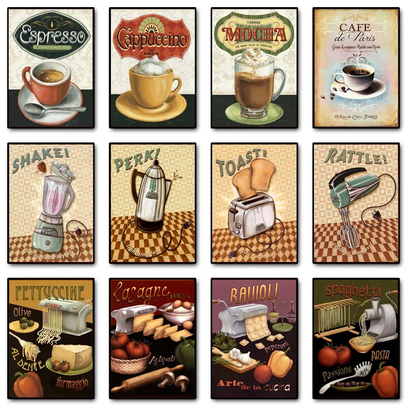 Affiche de café moderne, imprimés sur toile, Art mural créatif pour salle à manger, cuisine, café, décor de Restaurant