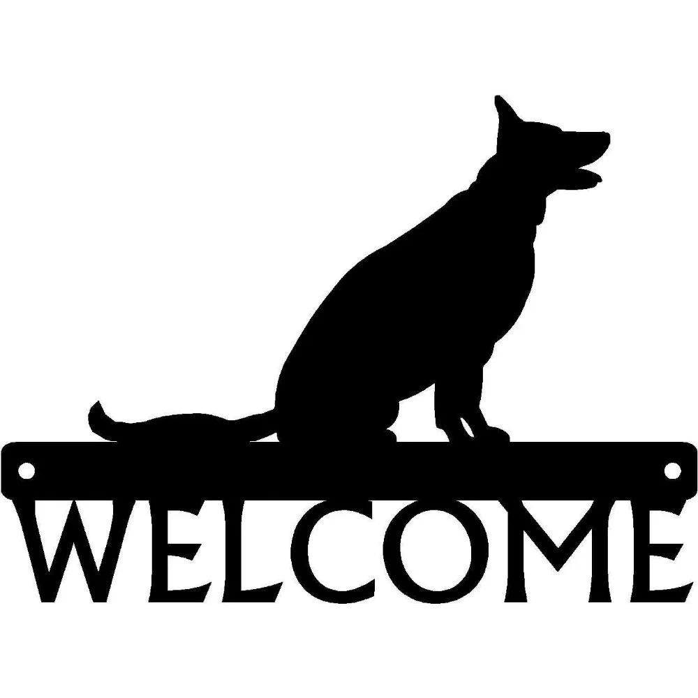 Metal Wall Art German Shepherd Dog Welcome Sign 12 Inch Hanging Decor