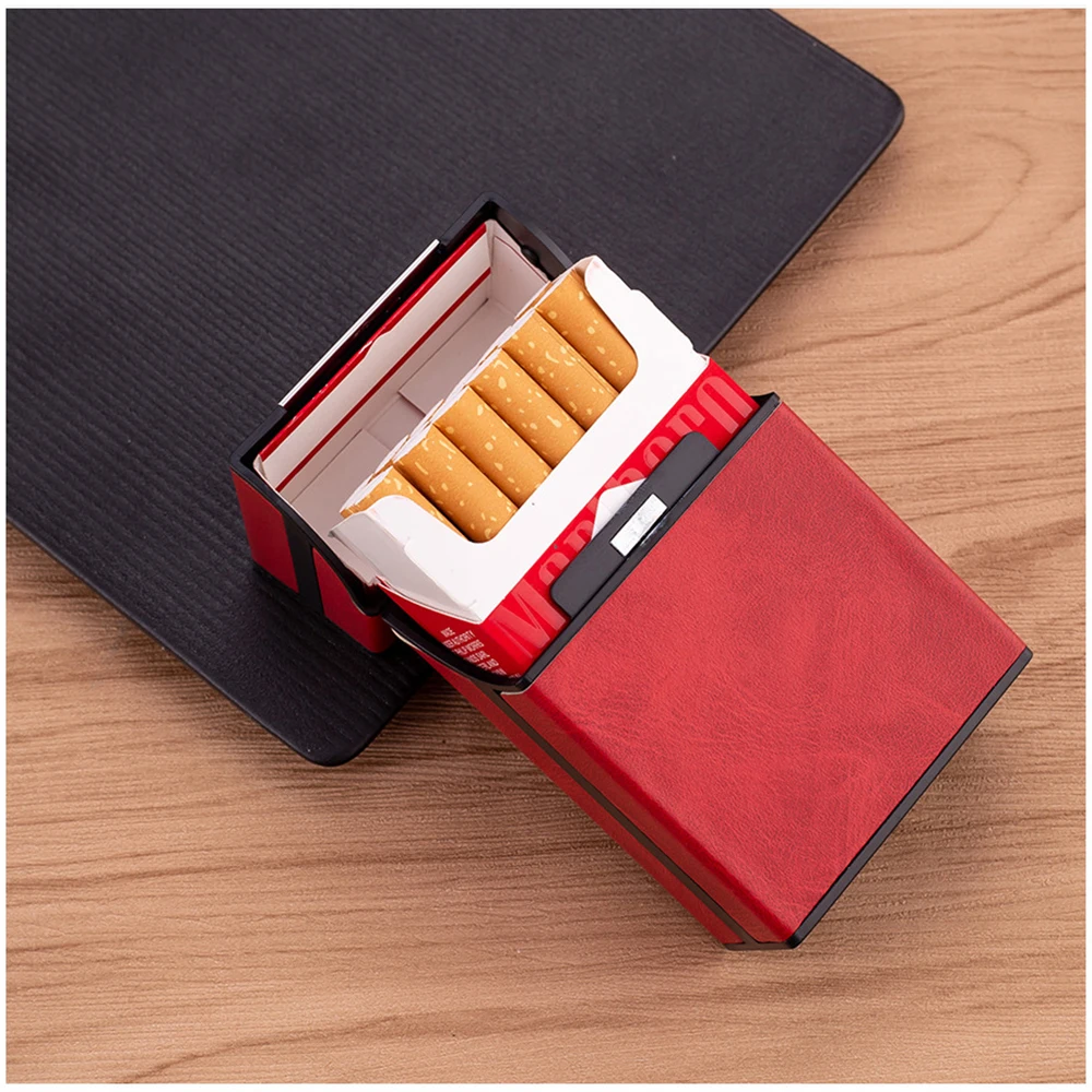 4 Colors Smooth Leather Cigarette Case Box Holder for Woman Men Cigarette Pouch Smoking Accessories