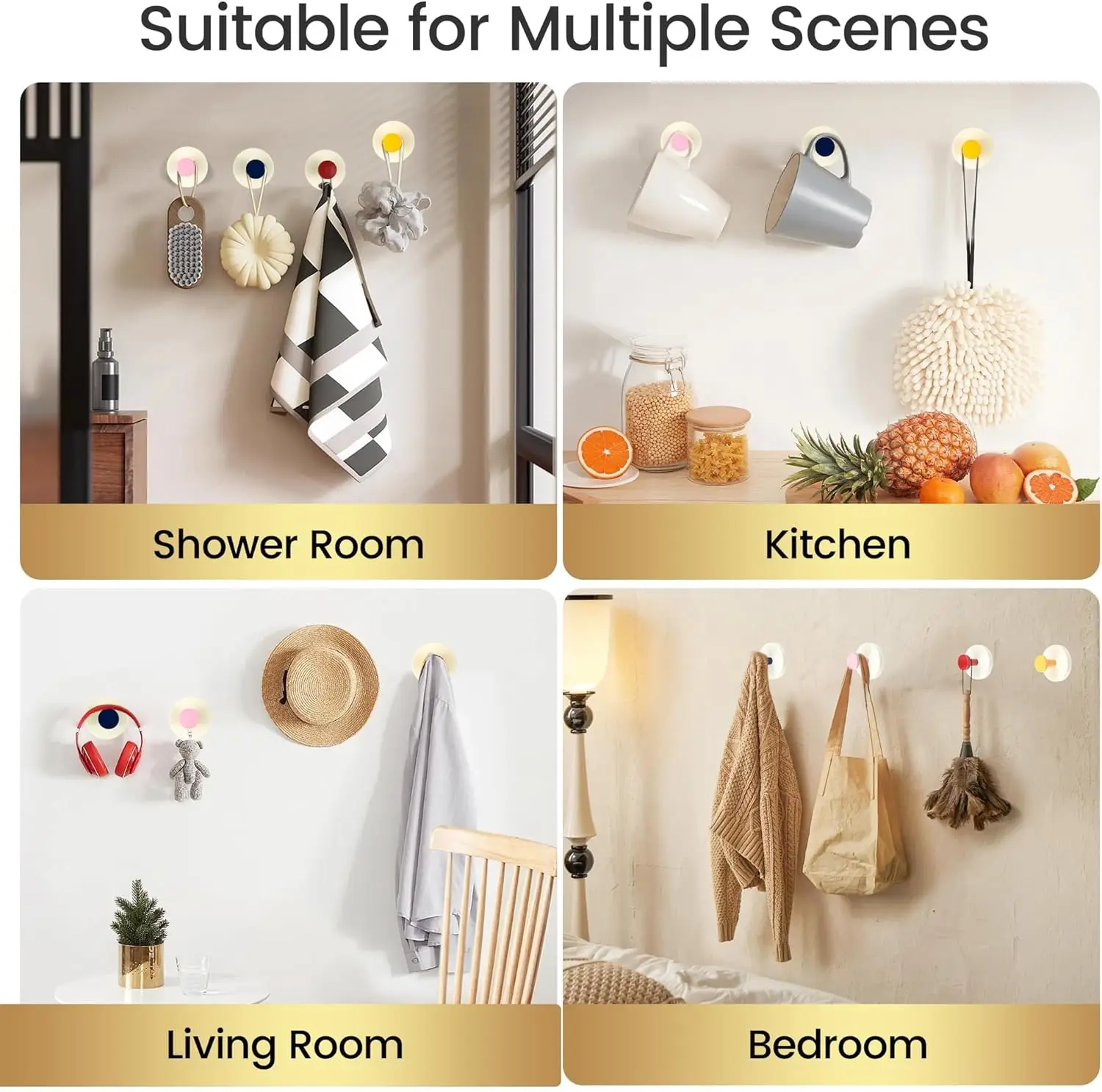 شفط كأس السنانير 2025 ترقية قابلة لإعادة الاستخدام الثقيلة أكواب شفاط المكنسة الكهربائية مع عدم وجود هوك الحفر السنانير الملونة للحمام دش