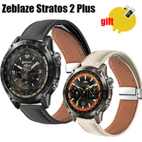 For Zeblaze Stratos 2 Plus Strap Smart watch Leather Genuine Folding Magnetic Buckle Women men Band Screen Protector
