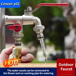 Industrial and Home Irrigation Zinc Alloy Garden Bibcocks 1 Inlet 2 Outlet Bibcock with Dual Nipple and Outdoor Balcony Faucet