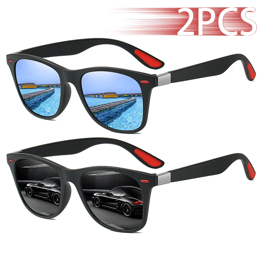 2 Stück Modische Vintage-Sonnenbrille mit Nieten-Dekoration für Männer und Frauen, Angeln, Autofahren, Luxus-Marken-Designer-Sonnenbrille