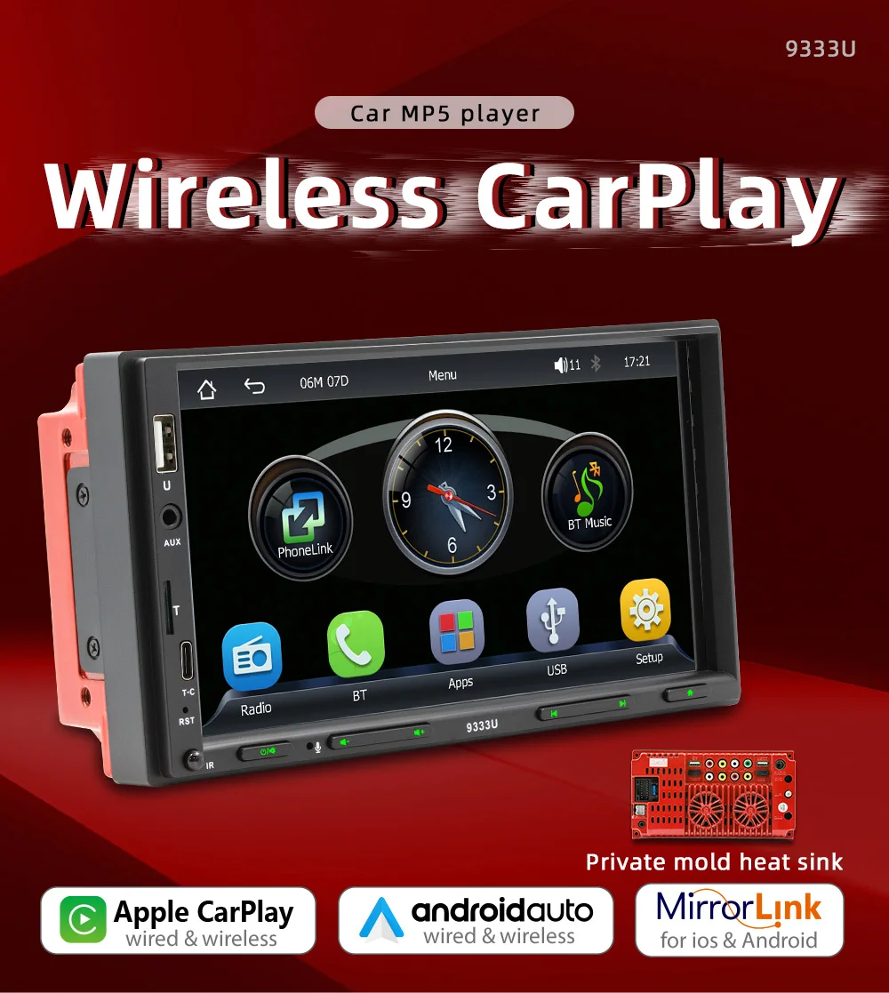 7 بوصة HD اللاسلكية CarPlay أندرويد السيارات شاشة تعمل باللمس مشغل MP5 راديو السيارة العالمي Autoradio مشغل وسائط متعددة 2DIN السيارات الصوت #2