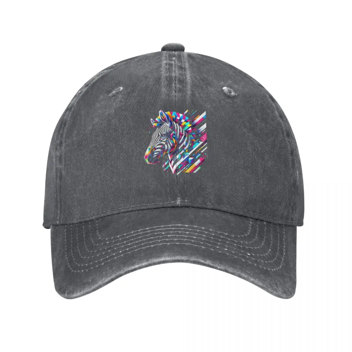 Geometric Zebra Design: Neon Elegance Meets Retro Vibe Baseball Cap birthday fishing hat Men Women's